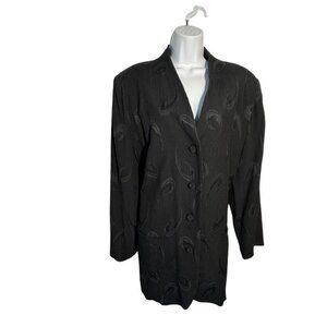 Tamotsu Womens size 1X black ribbed blazer jacket vintage 90's